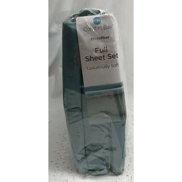 Comfort Bay Full Sheets Set Blue 4pc Microfiber Luxuriously Soft - Picture 7 of 9